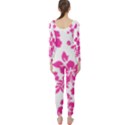 Hibiscus pattern pink Long Sleeve Catsuit View2