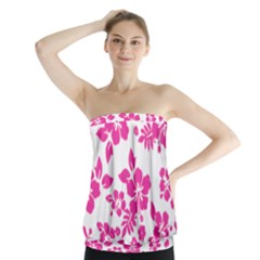 Hibiscus Pattern Pink Strapless Top by GrowBasket