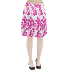 Hibiscus Pattern Pink Pleated Skirt by GrowBasket