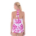 Hibiscus pattern pink Boyleg Halter Swimsuit  View2