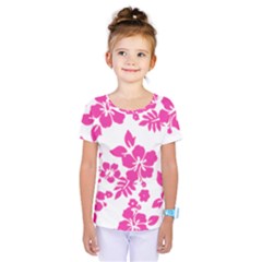 Hibiscus Pattern Pink Kids  One Piece Tee