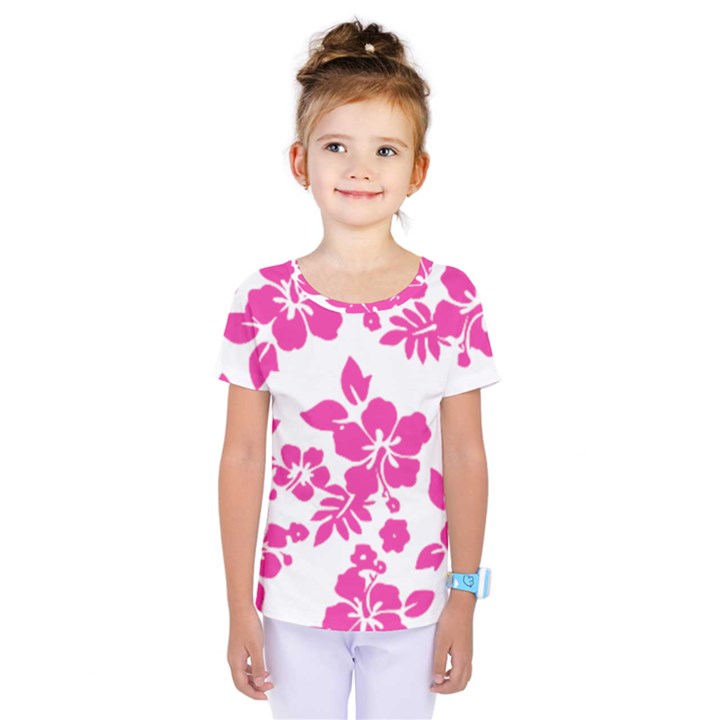 Hibiscus pattern pink Kids  One Piece Tee