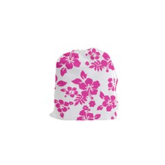 Hibiscus Pattern Pink Drawstring Pouch (xs)