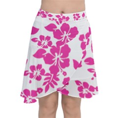 Hibiscus Pattern Pink Chiffon Wrap Front Skirt by GrowBasket