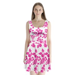 Hibiscus Pattern Pink Split Back Mini Dress  by GrowBasket