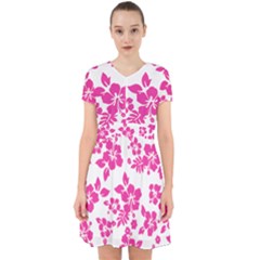 Hibiscus Pattern Pink Adorable In Chiffon Dress by GrowBasket