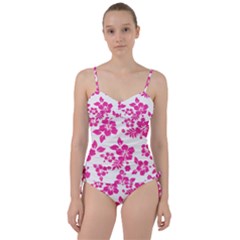 Hibiscus Pattern Pink Sweetheart Tankini Set by GrowBasket