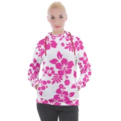 Hibiscus Pattern Pink Women s Hooded Pullover