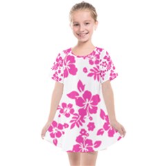 Hibiscus Pattern Pink Kids  Smock Dress by GrowBasket