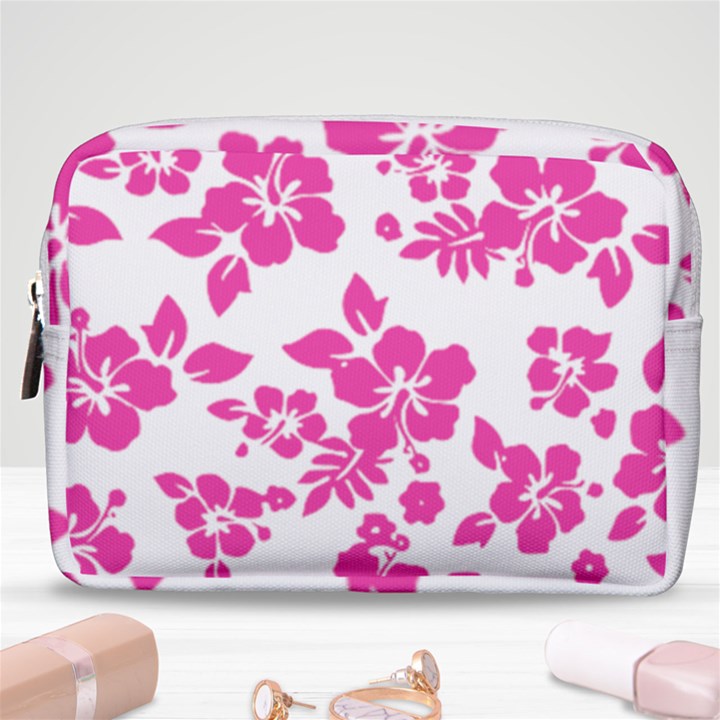 Hibiscus pattern pink Make Up Pouch (Medium)