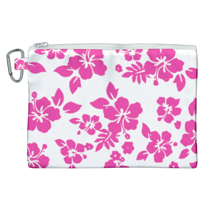 Hibiscus pattern pink Canvas Cosmetic Bag (XL)