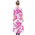 Hibiscus pattern pink Kids  Quarter Sleeve Maxi Dress View2