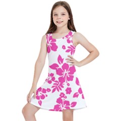 Hibiscus Pattern Pink Kids  Lightweight Sleeveless Dress by GrowBasket