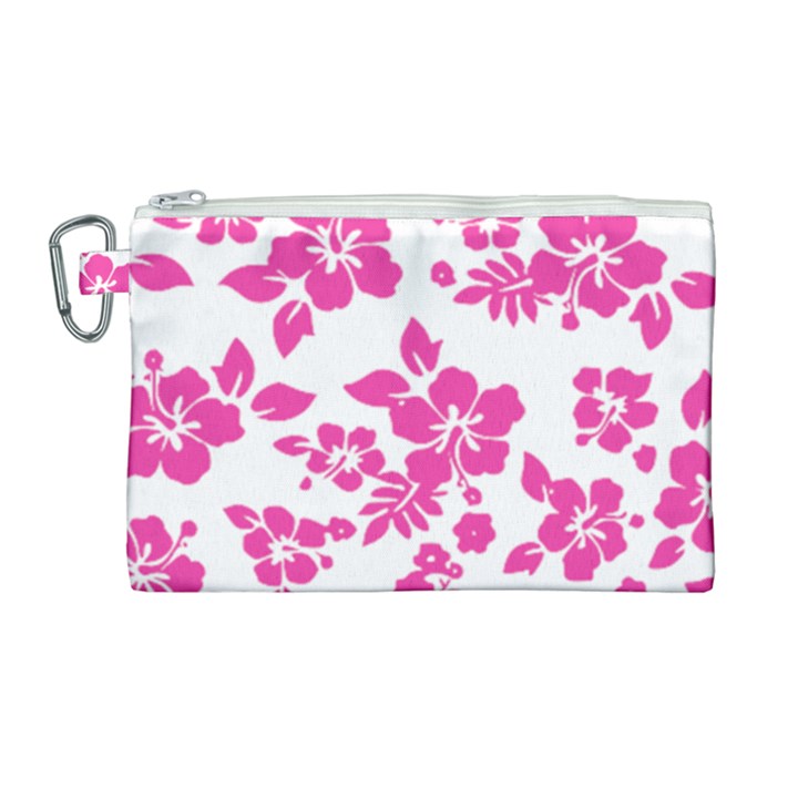 Hibiscus pattern pink Canvas Cosmetic Bag (Large)