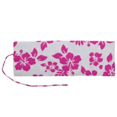 Hibiscus Pattern Pink Roll Up Canvas Pencil Holder (m) by GrowBasket