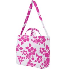 Hibiscus Pattern Pink Square Shoulder Tote Bag by GrowBasket