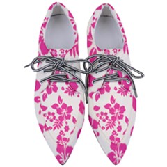 Hibiscus Pattern Pink Pointed Oxford Shoes by GrowBasket