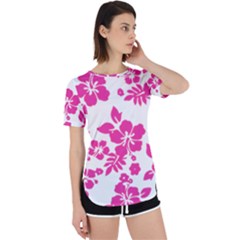 Hibiscus Pattern Pink Perpetual Short Sleeve T-shirt by GrowBasket