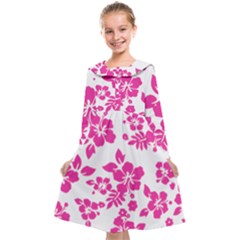 Hibiscus Pattern Pink Kids  Midi Sailor Dress by GrowBasket