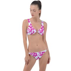 Hibiscus Pattern Pink Ring Detail Crop Bikini Set by GrowBasket