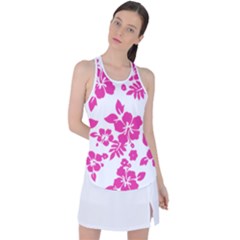 Hibiscus Pattern Pink Racer Back Mesh Tank Top by GrowBasket