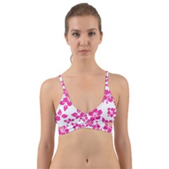 Hibiscus Pattern Pink Wrap Around Bikini Top by GrowBasket