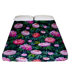 Delicate Watercolor Peony Fitted Sheet (california King Size) by SychEva