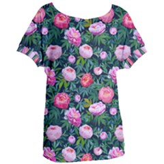 Delicate Watercolor Peony Women s Oversized Tee