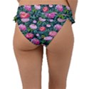 Delicate Watercolor Peony Frill Bikini Bottom View2