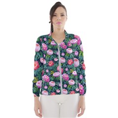 Delicate Watercolor Peony Women s Windbreaker