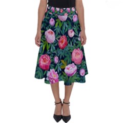 Delicate Watercolor Peony Perfect Length Midi Skirt by SychEva