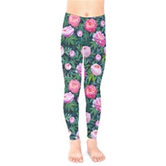 Delicate Watercolor Peony Kids  Leggings by SychEva