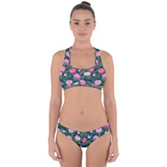 Delicate Watercolor Peony Cross Back Hipster Bikini Set by SychEva