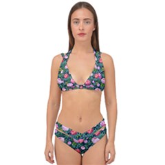 Delicate Watercolor Peony Double Strap Halter Bikini Set by SychEva