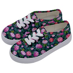 Delicate Watercolor Peony Kids  Classic Low Top Sneakers by SychEva