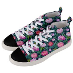 Delicate Watercolor Peony Men s Mid-top Canvas Sneakers by SychEva