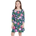 Delicate Watercolor Peony Kids  Quarter Sleeve Skater Dress View1