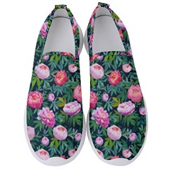 Delicate Watercolor Peony Men s Slip On Sneakers by SychEva