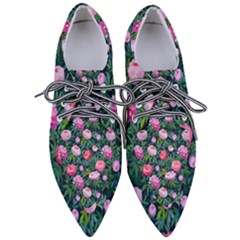 Delicate Watercolor Peony Pointed Oxford Shoes by SychEva