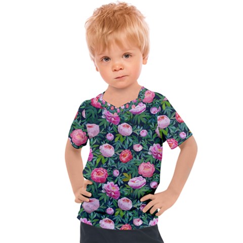 Delicate Watercolor Peony Kids  Sports Tee by SychEva