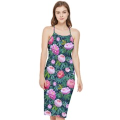 Delicate Watercolor Peony Bodycon Cross Back Summer Dress by SychEva