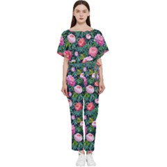 Delicate Watercolor Peony Batwing Lightweight Jumpsuit by SychEva