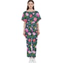 Delicate Watercolor Peony Batwing Lightweight Jumpsuit View1