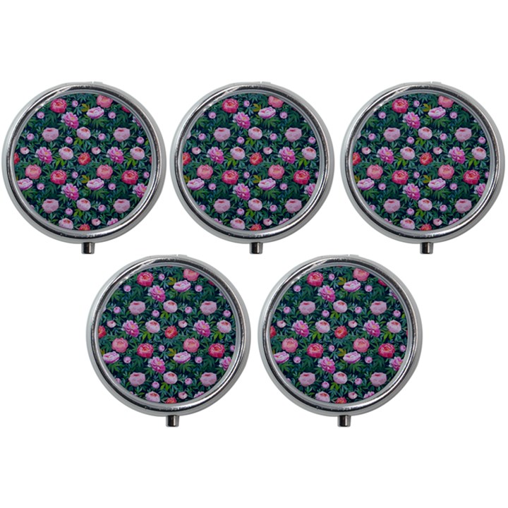 Delicate Watercolor Peony Mini Round Pill Box (Pack of 5)