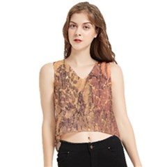 Abstract Cracked Texture Print V-neck Cropped Tank Top