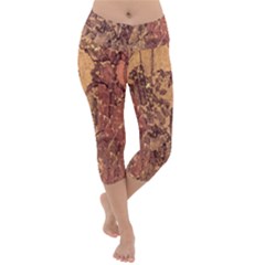 Abstract Cracked Texture Print Lightweight Velour Capri Yoga Leggings by dflcprintsclothing