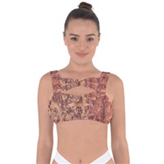 Abstract Cracked Texture Print Bandaged Up Bikini Top