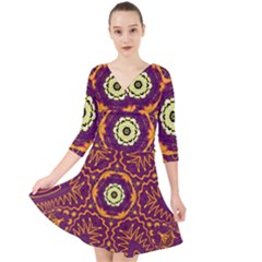 Tropical Twist Quarter Sleeve Front Wrap Dress