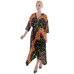 Goghwave Quarter Sleeve Wrap Front Maxi Dress by LW323