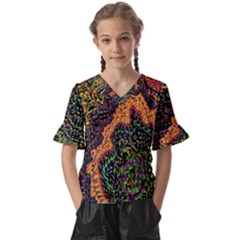 Goghwave Kids  V-neck Horn Sleeve Blouse